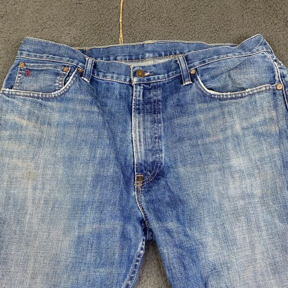 Polo Ralph Lauren Jeans Men 36x30 Faded Blue Vintage 67 Straight Cotton Wide Y2K - Picture 2 of 14